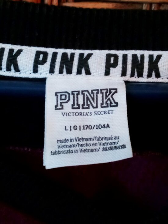 PINK Sweatshirt Women's L Victoria's Secret Dog V-Neck Pullover Long Sleeve - Picture 6 of 14